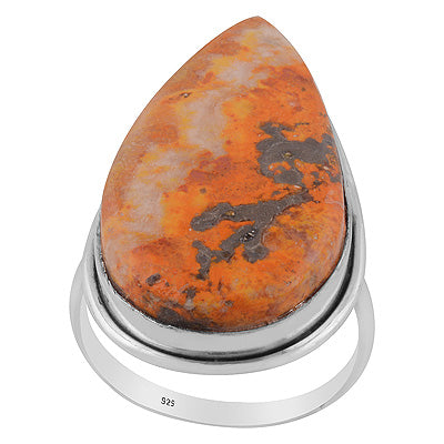 Stunning Plain Statement BumbleBee Jasper Pear Shape 925 Sterling Solid Silver Ring - R3403551-16