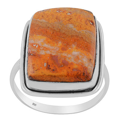 Stunning Plain Statement BumbleBee Jasper Rectangle Shape 925 Sterling Solid Silver Ring - R3403551-17