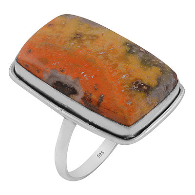 Stunning Plain Statement BumbleBee Jasper Rectangle Shape 925 Sterling Solid Silver Ring - R3403551-20