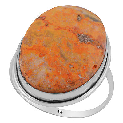 Stunning Plain Statement BumbleBee Jasper Oval Shape 925 Sterling Solid Silver Ring - R3403551-4