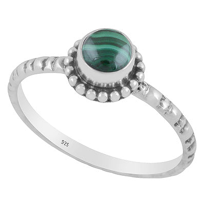Gorgeous Rawa Around Malachite Round Shape 925 Sterling Solid Silver Ring - R3403553-12