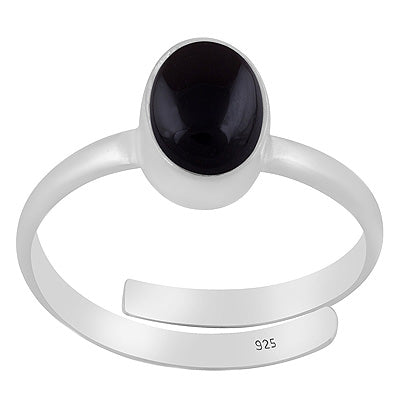 Gorgeous Plain Black Onyx Oval Shape 925 Sterling Solid Silver Ring - R3403556-14