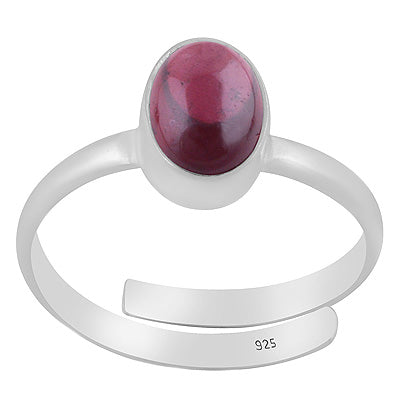 Gorgeous Plain Garnet Oval Shape 925 Sterling Solid Silver Ring - R3403556-2