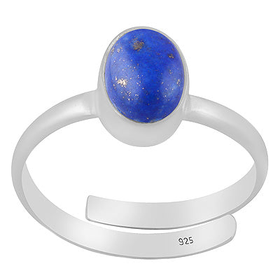 Gorgeous Plain Lapis Oval Shape 925 Sterling Solid Silver Ring - R3403556-6
