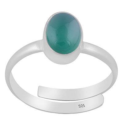 Gorgeous Plain Green Onyx Oval Shape 925 Sterling Solid Silver Ring - R3403556-8