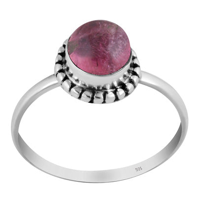 Classic Rawa Work Around Tourmaline Round Shape 925 Sterling Solid Silver Ring - R3403559-2