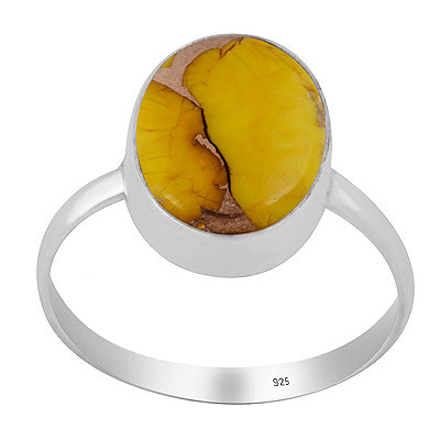 Beautiful Plain Collet Around Honey Dahlia Copper Turquoise Oval Shape 925 Sterling Solid Silver Ring - R3403565-7