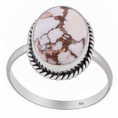 Authentic Wire Work Around Wild Horse Jasper Oval Shape 925 Sterling Solid Silver Ring - R3403566-15