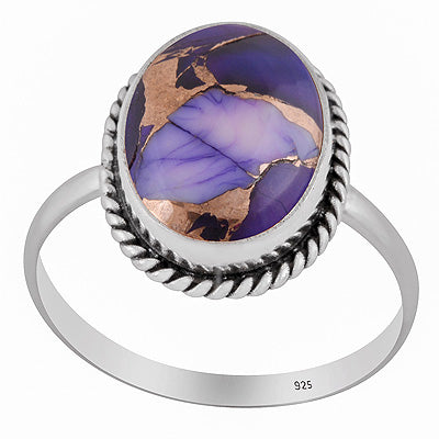 Authentic Wire Work Around Wolef Dahlia Copper Turquoise Oval Shape 925 Sterling Solid Silver Ring - R3403566-26