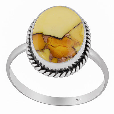 Authentic Wire Work Around Honey Dahlia Copper Turquoise Oval Shape 925 Sterling Solid Silver Ring - R3403566-8
