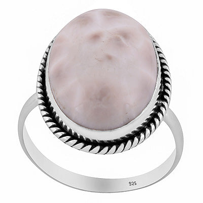 Authentic Wire Work Around Pink Larimar Oval Shape 925 Sterling Solid Silver Ring - R3403568-2