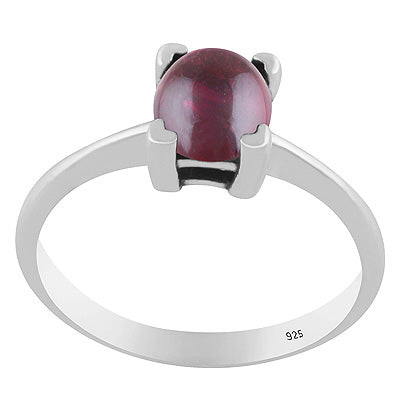 Stunning Prong Setting Around Garnet Round Shape 925 Sterling Solid Silver Ring - R3403571-2