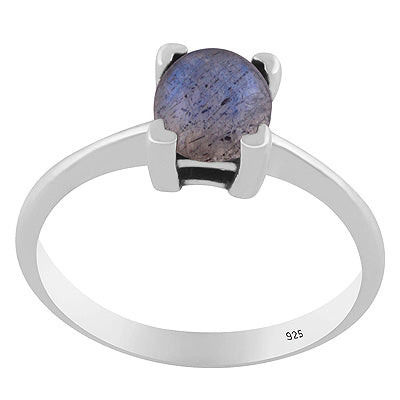 Stunning Prong Setting Around Labradorite Round Shape 925 Sterling Solid Silver Ring - R3403571-5