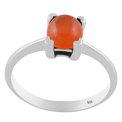 Stunning Prong Setting Around Carnelian Round Shape 925 Sterling Solid Silver Ring - R3403571-7