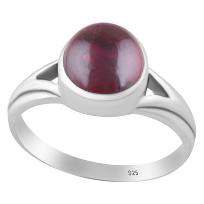 Beautiful Collet Setting Garnet Round Shape 925 Sterling Solid Silver Ring - R3403573-2