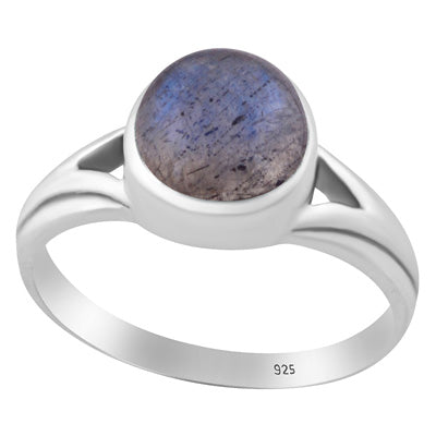 Beautiful Collet Setting Labradorite Round Shape 925 Sterling Solid Silver Ring - R3403573-5