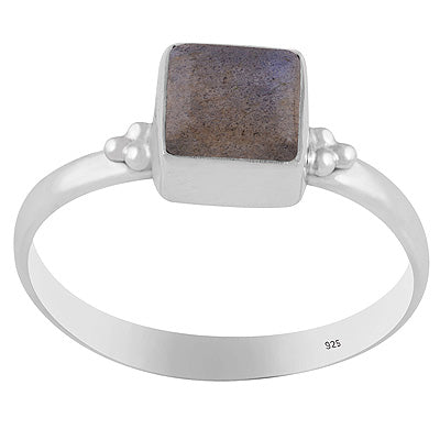 Minimal Rawa Work Around Labradorite Square Shape 925 Sterling Solid Silver Ring - R3403576-5