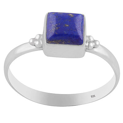 Minimal Rawa Work Around Lapis Square Shape 925 Sterling Solid Silver Ring - R3403576-6