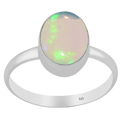 Gorgeous Plain Ethiopian Opal Oval Shape 925 Sterling Solid Silver Ring - R3403581-4