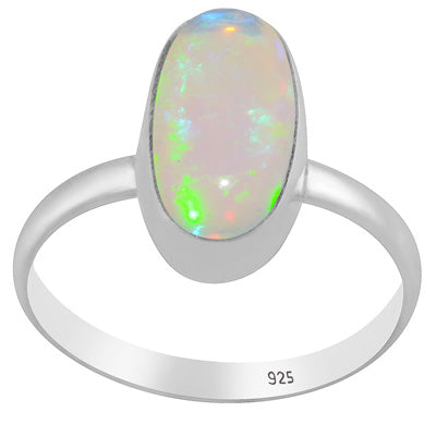 Gorgeous Plain Ethiopian Opal Oval Shape 925 Sterling Solid Silver Ring - R3403581-8