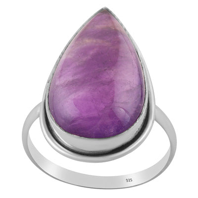 Stunning Plain Statement Amethyst Pear Shape 925 Sterling Solid Silver Ring - R3403582-10