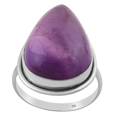 Stunning Plain Statement Amethyst Pear Shape 925 Sterling Solid Silver Ring - R3403582-9