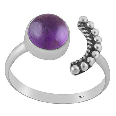 Gorgeous Rawa Around Moon Amethyst Round Shape 925 Sterling Solid Silver Ring - R3403583-1