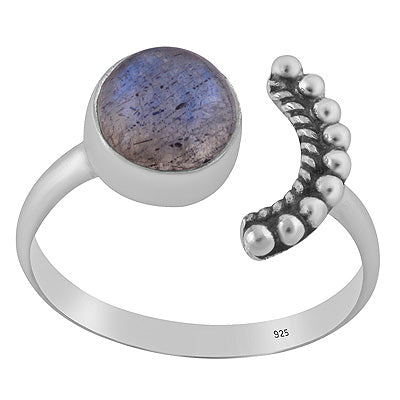 Gorgeous Rawa Around Moon Labradorite Round Shape 925 Sterling Solid Silver Ring - R3403583-5