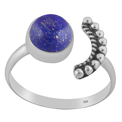 Gorgeous Rawa Around Moon Lapis Round Shape 925 Sterling Solid Silver Ring - R3403583-6