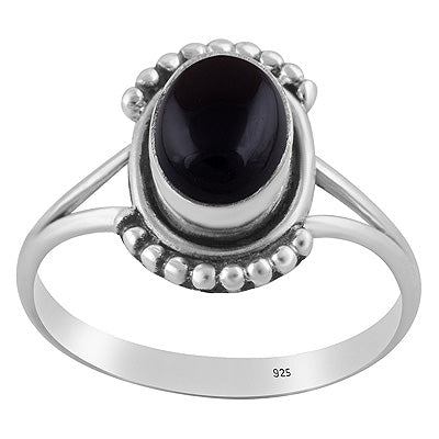 Alluring Handcrafted Rawa Work Around Black Onyx Oval Shape 925 Sterling Solid Silver Ring - R3403584-14