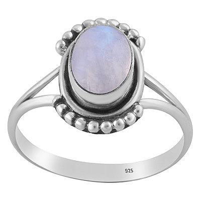Alluring Handcrafted Rawa Work Around Rainbow Moonstone Oval Shape 925 Sterling Solid Silver Ring - R3403584-4