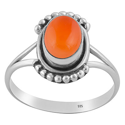 Alluring Handcrafted Rawa Work Around Carnelian Oval Shape 925 Sterling Solid Silver Ring - R3403584-7