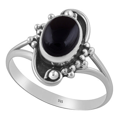 Beautiful Rawa And Wair Work Around Black Onyx Oval Shape 925 Sterling Solid Silver Ring - R3403585-14