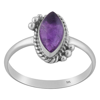 Beautiful Twisted Wire & Rawa Work Around Amethyst Marquise Shape 925 Sterling Solid Silver Ring - R3403588-1