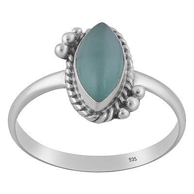 Beautiful Twisted Wire & Rawa Work Around Aqua Chalcedony Marquise Shape 925 Sterling Solid Silver Ring - R3403588-10