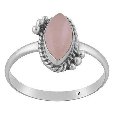 Beautiful Twisted Wire & Rawa Work Around Rose Quartz Marquise Shape 925 Sterling Solid Silver Ring - R3403588-13