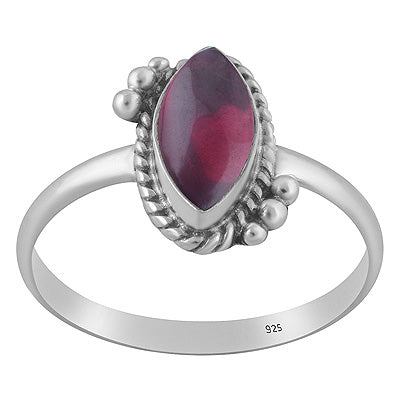 Beautiful Twisted Wire & Rawa Work Around Garnet Marquise Shape 925 Sterling Solid Silver Ring - R3403588-2