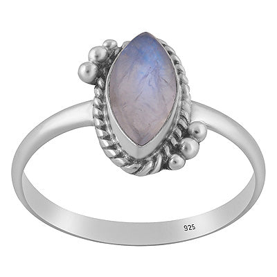 Beautiful Twisted Wire & Rawa Work Around Rainbow Moonstone Marquise Shape 925 Sterling Solid Silver Ring - R3403588-4