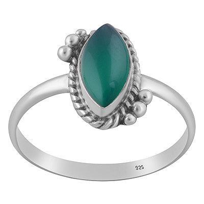 Beautiful Twisted Wire & Rawa Work Around Green Onyx Marquise Shape 925 Sterling Solid Silver Ring - R3403588-8