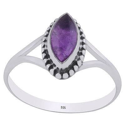 Alluring Rawa Work Around Amethyst Marquise Shape 925 Sterling Solid Silver Ring - R3403589-1