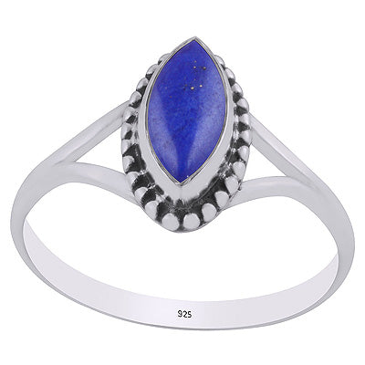 Alluring Rawa Work Around Lapis Marquise Shape 925 Sterling Solid Silver Ring - R3403589-6