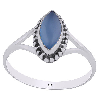 Alluring Rawa Work Around Blue Chalcedony Marquise Shape 925 Sterling Solid Silver Ring - R3403589-9