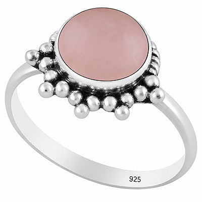 Stunning Wire & Rawa Work Around Rose Quartz Round Shape 925 Sterling Solid Silver Ring - R3403592-13