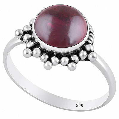 Stunning Wire & Rawa Work Around Garnet Round Shape 925 Sterling Solid Silver Ring - R3403592-2