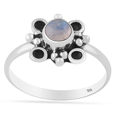 Beautiful Handcrafted Design Rainbow Moonstone Round Shape 925 Sterling Solid Silver Ring - R3403593-4