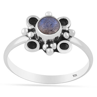Beautiful Handcrafted Design Labradorite Round Shape 925 Sterling Solid Silver Ring - R3403593-5