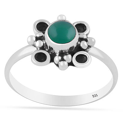 Beautiful Handcrafted Design Green Onyx Round Shape 925 Sterling Solid Silver Ring - R3403593-8
