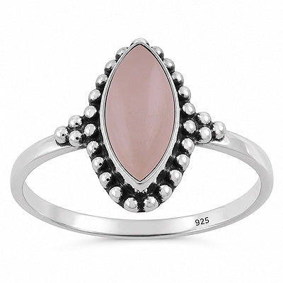 Beautiful Wire & Rawa Work Around Rose Quartz Marquise Shape 925 Sterling Solid Silver Ring - R3403594-13