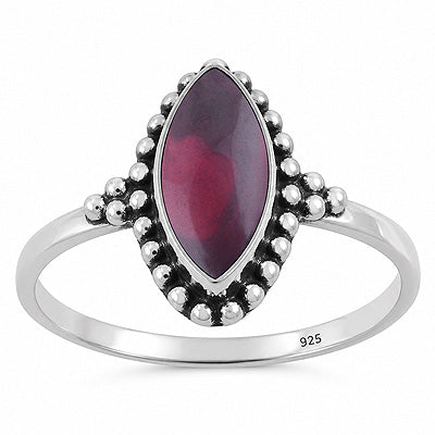 Beautiful Wire & Rawa Work Around Garnet Marquise Shape 925 Sterling Solid Silver Ring - R3403594-2