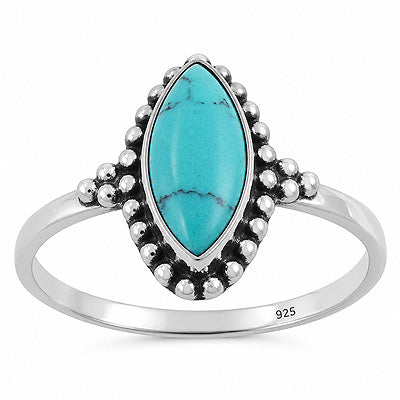 Beautiful Wire & Rawa Work Around Turquoise Marquise Shape 925 Sterling Solid Silver Ring - R3403594-3